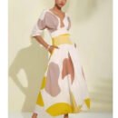 Women's Clothing Spring and Summer New Fashion Temperament V-neck High-waisted Printed Women's Long Dress