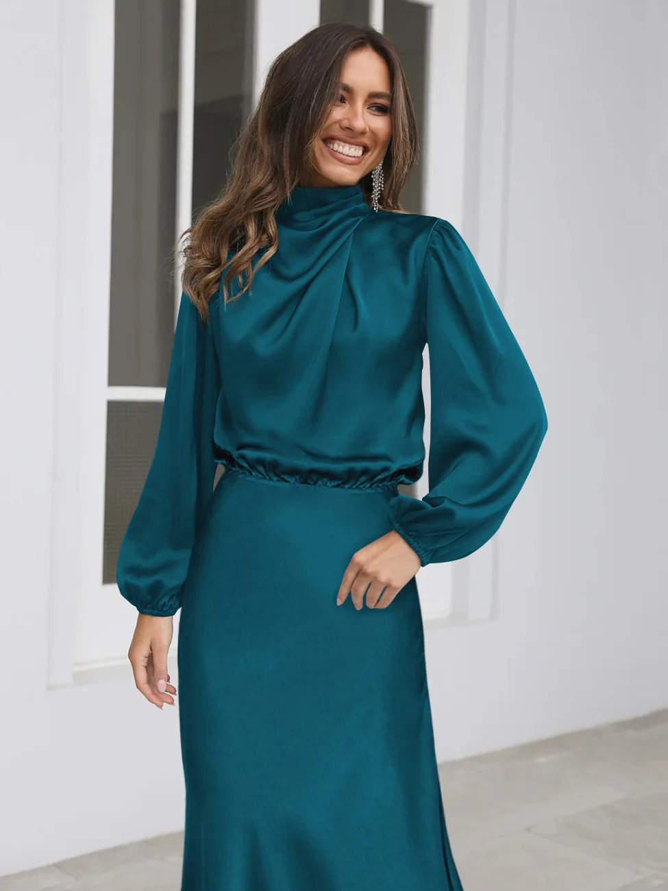 Autumn New High-end Satin Long-sleeved Loose Dress Temperament Elegant Women's Evening Dress 49 S8ca665dd451a4d36bd4d5d5b59589082M