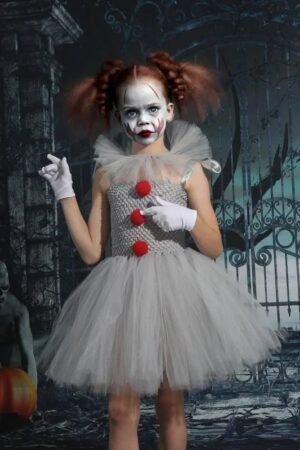 New clown girls dress children's mesh princess dress set children's Halloween show costume