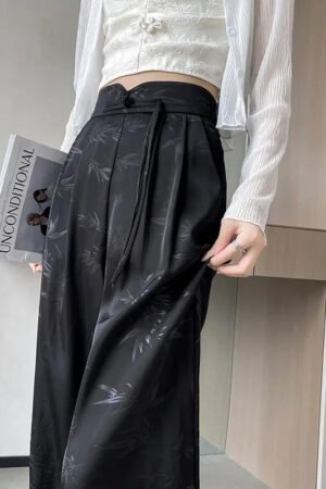 New Satin Embossed Wide-leg Pants Women's Summer Thin High-waisted Straight-leg Pant