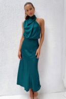 Spring and Summer New High-end Satin Sleeveless Dress Fashion Elegant Celebrity Light Evening Dress