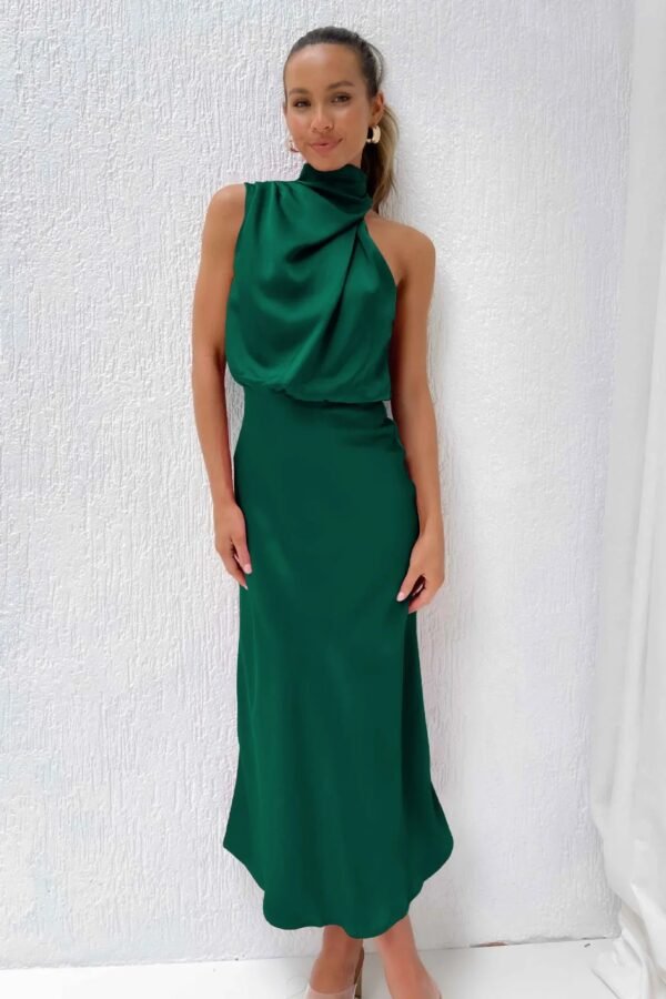 Spring and Summer New High-end Satin Sleeveless Dress Fashion Elegant Celebrity Light Evening Dress - Image 7