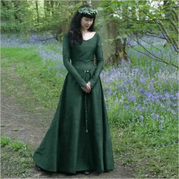 Classical Medieval Central Party Long-sleeved Crew Neck Slim-fitting Women's Dress - Image 4