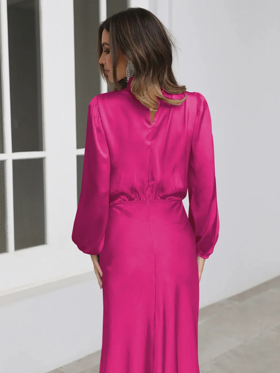 Autumn New High-end Satin Long-sleeved Loose Dress Temperament Elegant Women's Evening Dress 79 Saba315e620554ea3aa2e3f2367e51fe4Y