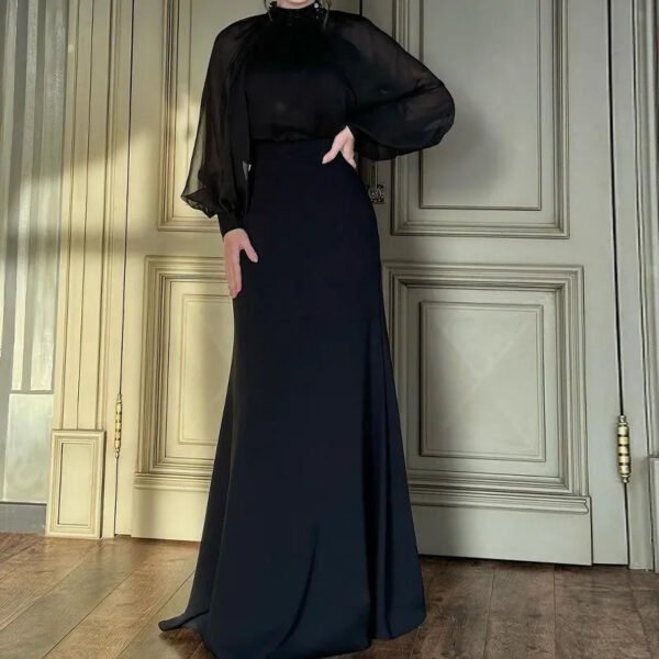 Autumn New Retro Court Style Elegant Long Dress Two-piece Women - Image 4