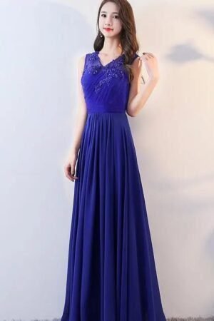 Evening Dress Women's New Long Temperament Banquet Slim and Elegant Annual Meeting Host Royal Blue Dress Summer