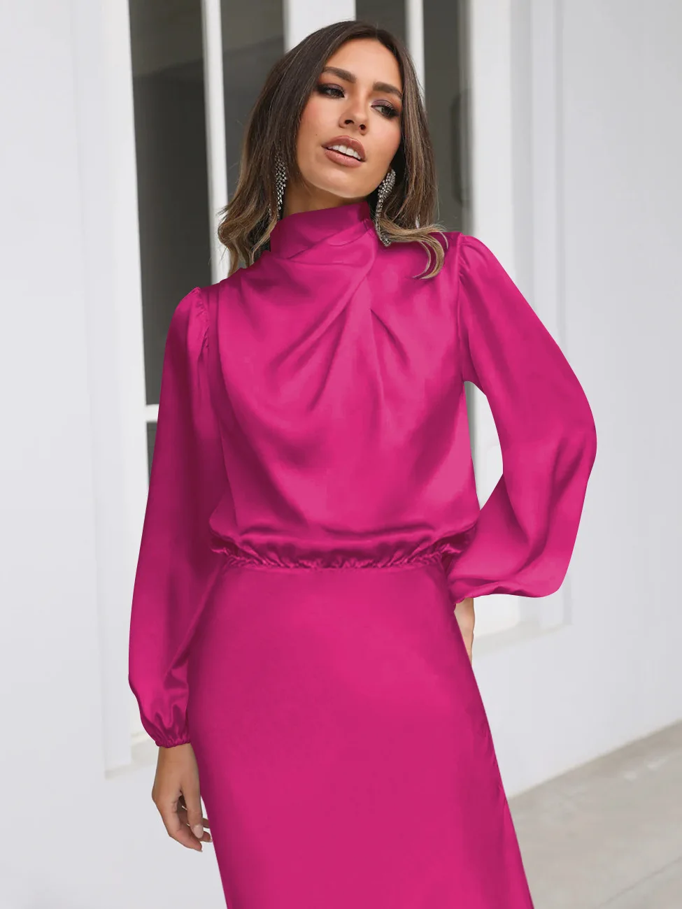 Autumn New High-end Satin Long-sleeved Loose Dress Temperament Elegant Women's Evening Dress 78 Sc75c918ad0564bd7803b1c2d0426468cK