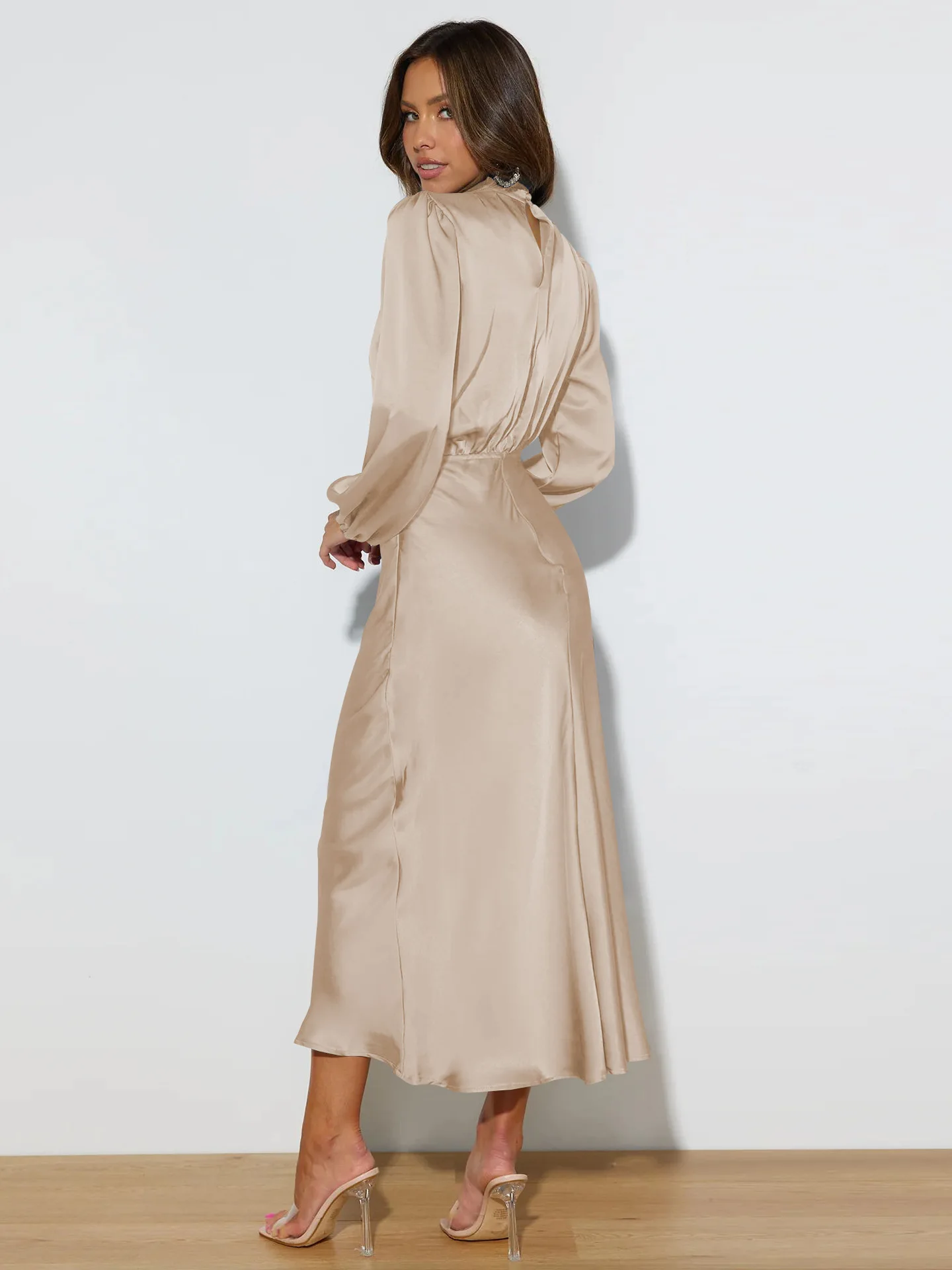 Autumn New High-end Satin Long-sleeved Loose Dress Temperament Elegant Women's Evening Dress 20 Sd823b6af0f3e4c529cf195a532e5a08eF