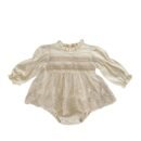 2024 Autumn Infant Baby Girl Waffle Lace Small Skirt Long Sleeve Romper Hat Skirt Fart onesie