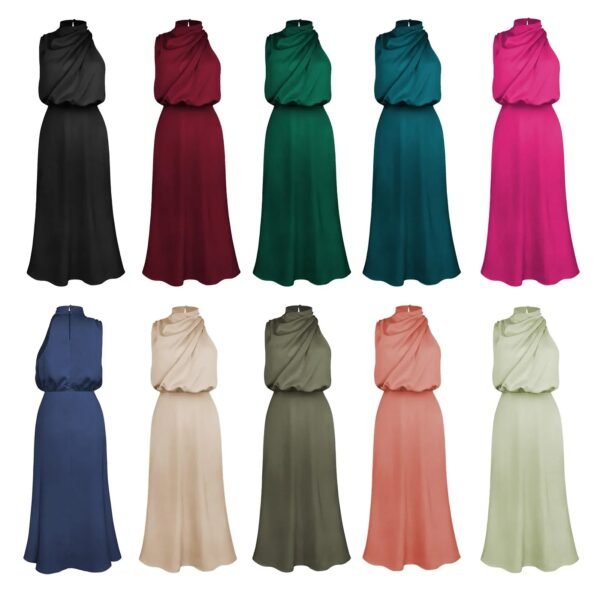 Spring and Summer New High-end Satin Sleeveless Dress Fashion Elegant Celebrity Light Evening Dress - Image 4