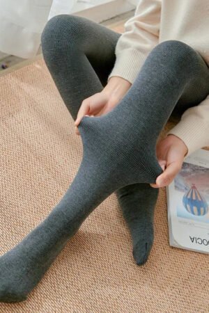 Autumn and winter fleece thickened threaded cotton vertical striped leggings, women's integrated pants