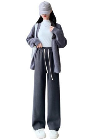 Wide-leg Women's Autumn and Winter Fleece Thickened Corduroy Casual Narrow Straight-leg Women's Pants