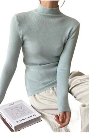 Half Turtleneck Candy-colored Sweater for Women's New Simple Slim-fitting Knitted Sweater