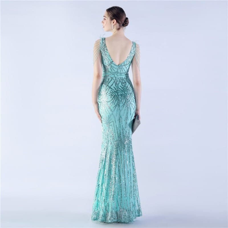 Luxe Feather & Sequin Maxi Gown | Heavy Beadwork 102 103A2868.jpg