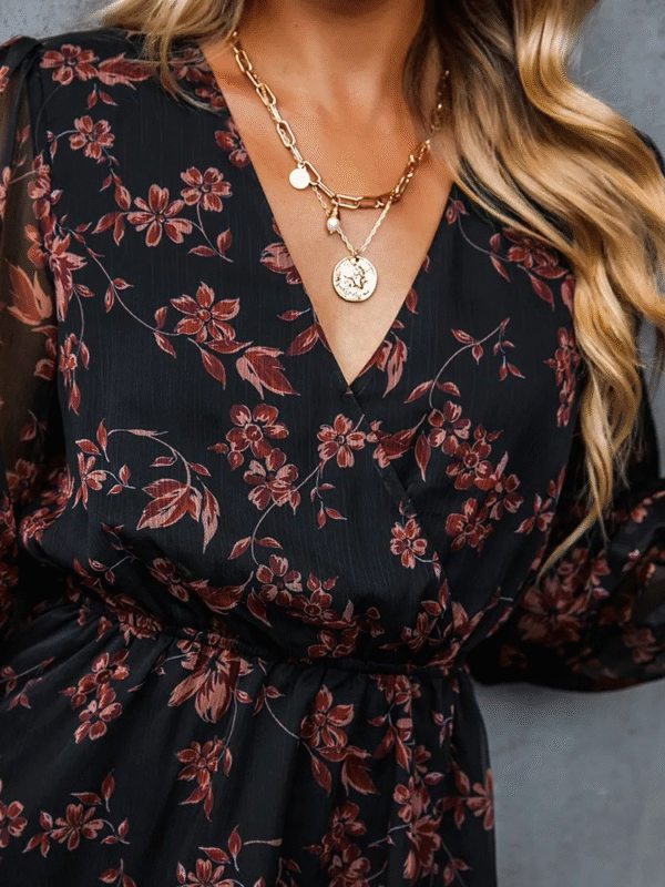 Floral Explosion: The Ultimate V-Neck Chiffon Dress for a Stylish Spring and Summer Look - Image 7
