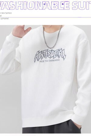 Crew Neck Casual Sweater Men's Spring and Autumn Top with Long Sleeve Large Size Men's Jacket Trendy Top