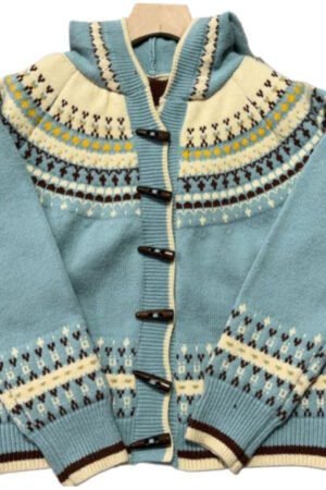 Jacquard Sweater for Women's Autumn and Winter New Horn Buckle Knitted Cardigan Jacket for Women