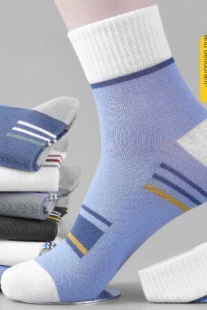 men's cotton socks , breathable and deodorant sports ins trend color-blocked stripe student socks