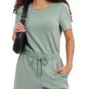 Stylish Women's Summer Short Sleeve Jumpsuit Set with Pockets
