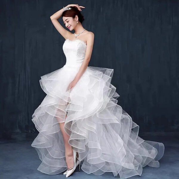 Light Wedding Dress, Short in Front and Long in The Back, Small Trailing, Slim and Thin - Image 4