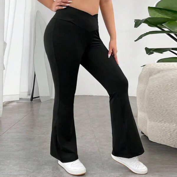 Upgrade Your Style with Plus Size V-Waist Casual Pants - High Waist, Hip Lift, Slim Fit, and Wide-Leg Design! - Image 3