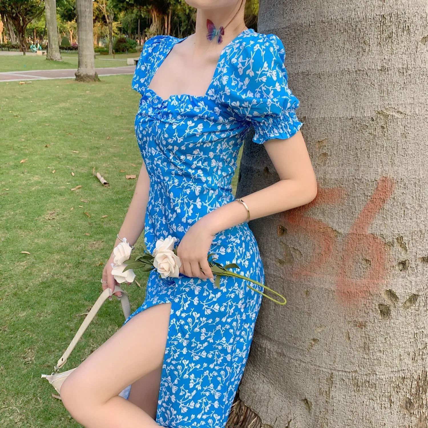 2024 New Floral Dress: Sweet and Spicy Wind Split Long Skirt for Women's Summer - Niche Design Sense 15 kf S108967c62fa0461686372eb0a0f44478m 1