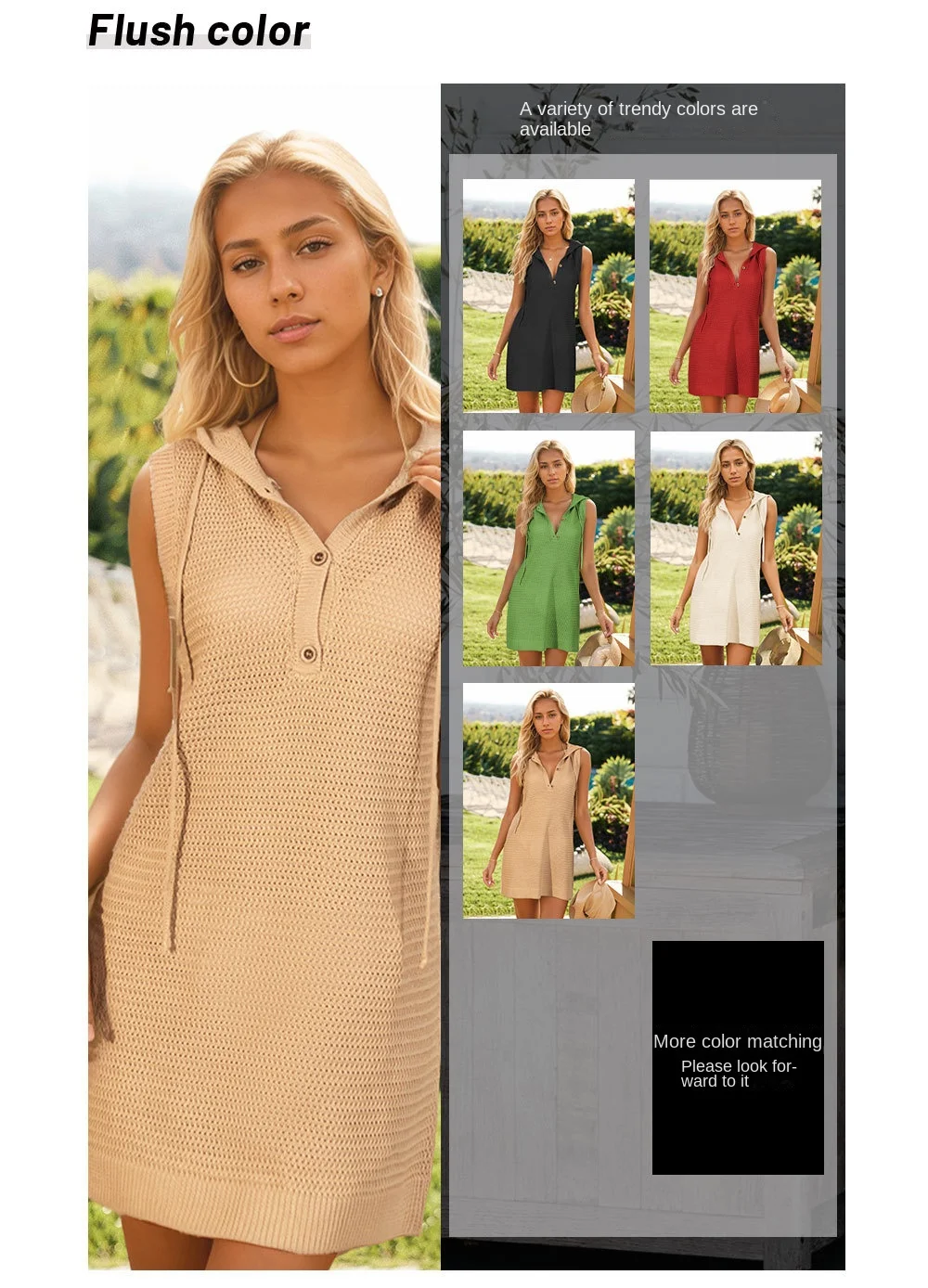 Stay Stylish and Cool with Our Summer Fashion V-Neck Sleeveless Hooded Women's Vest Dress - Perfect for Any Occasion! 9 kf S10a747e3f5944e0a9159abab3a068d06v
