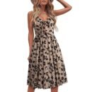 Get Ready for Summer 2024 with Our Stylish Printed Suspender Dress for Women - Slim Fit, Mid Length, and V-neck!