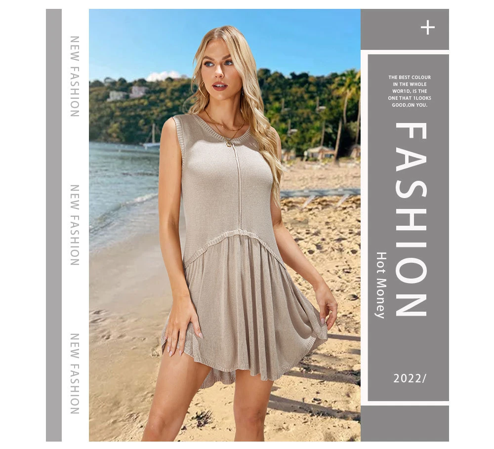 Fashion Trends: Colorful Round Neck Loose Dress for Women - Knitted Skirt Summer Style 8 kf S1954600c00ba428f9ab84b4b7e474fa8A