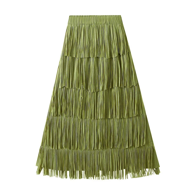 2024 Spring/Summer Women's Fringe Half Skirt: Chic Mid-Length Elastic Waist Style 20 kf S19ee6ab5ecb84631a5adc3c2ab0710f9v