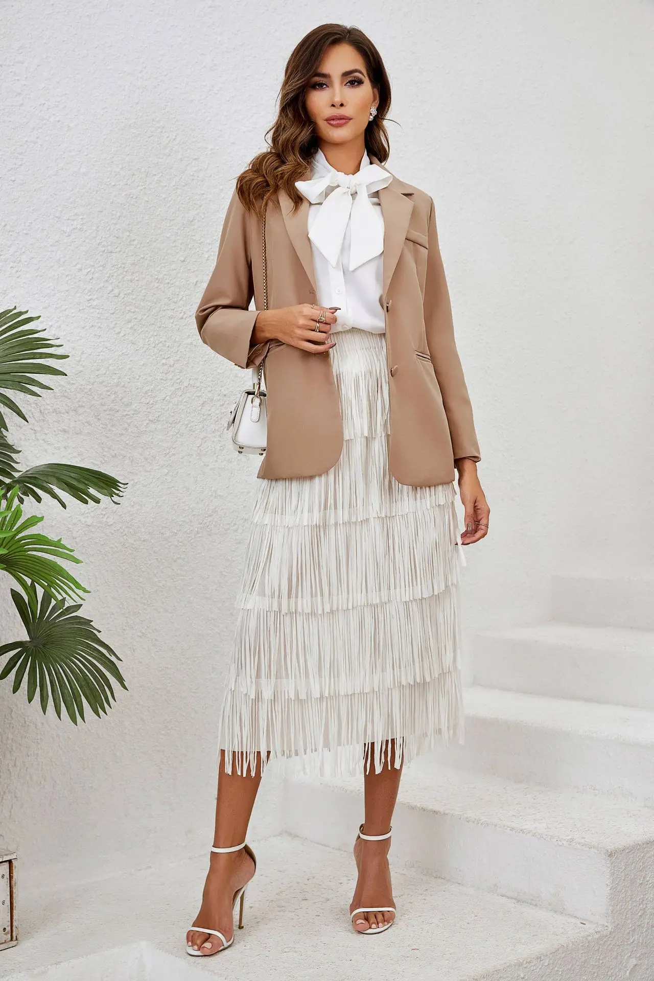 2024 Spring/Summer Women's Fringe Half Skirt: Chic Mid-Length Elastic Waist Style 7 kf S1a07488c8fc94046963f49f0522d47567