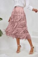 2024 Spring/Summer Women's Fringe Half Skirt: Chic Mid-Length Elastic Waist Style