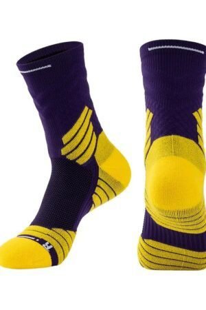 Elite Men's High Top Running Socks - Thickened Towel Bottom, Mid-Length Basketball Sports Socks for Professionals