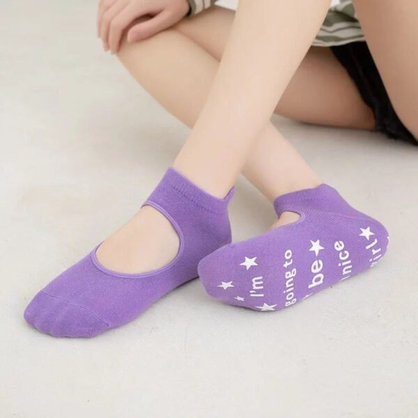 Spring and summer backless non-slip yoga socks indoor socks solid color dance training ladies socks - Image 4