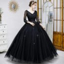 Color Yarn New Solo Performance Suit, Chorus Art Test Dress, Dreamy Mori Puffy Skirt, Long Evening Dress