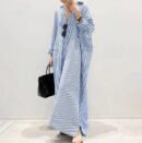 Upgrade Your Wardrobe with Stylish Striped Plus Size Long Skirts for Women - Perfect for Home, Breathable and Comfortable Nightdresses