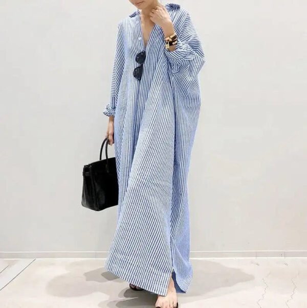 Upgrade Your Wardrobe with Stylish Striped Plus Size Long Skirts for Women - Perfect for Home, Breathable and Comfortable Nightdresses - Image 3