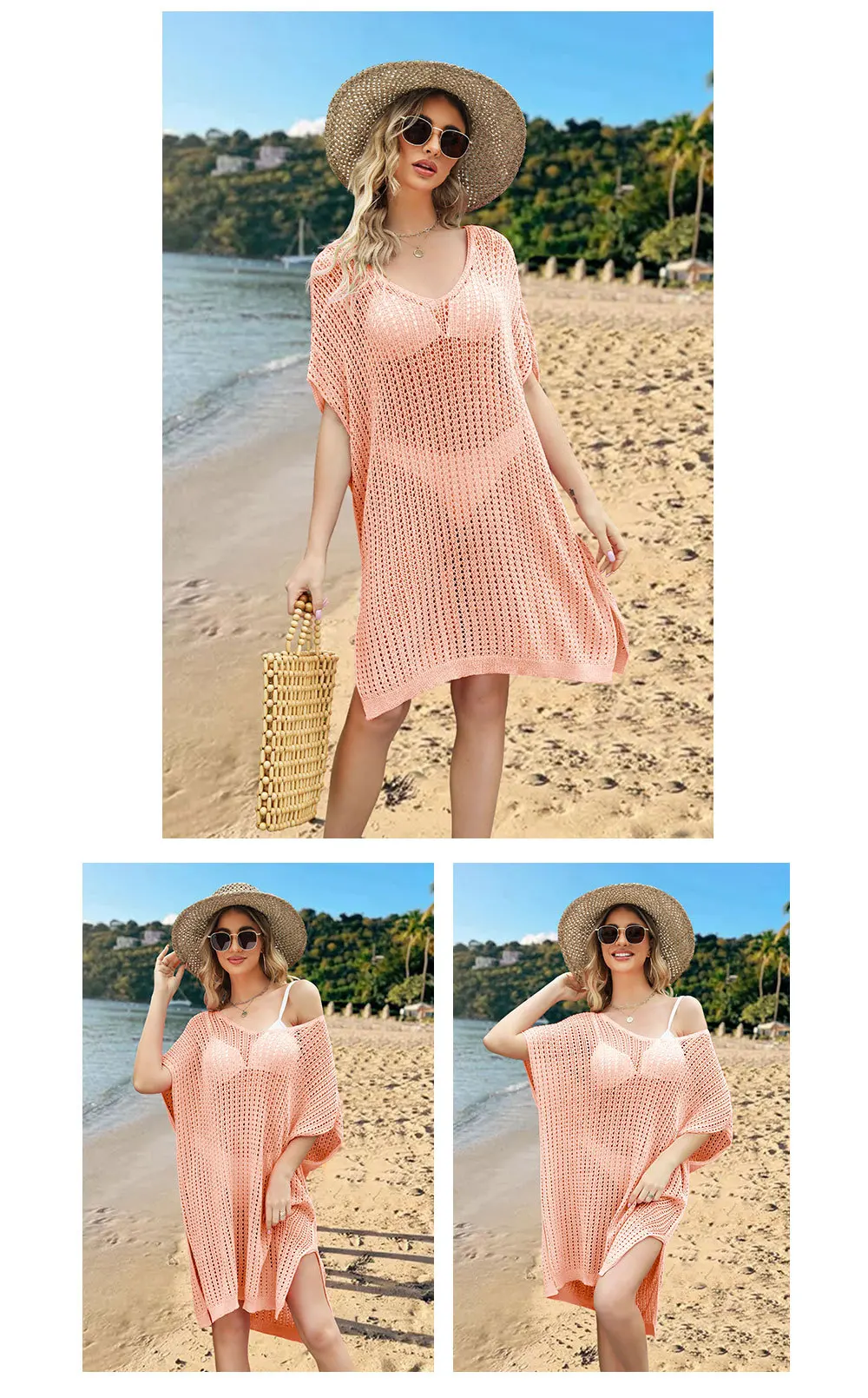 Stylish and Comfortable: 2024 Spring Summer Plus Size Beach Cover Up Dress with Cutout Splicing and Hollow Out Design 13 kf S2777774154314ceeb451d81207802035Z