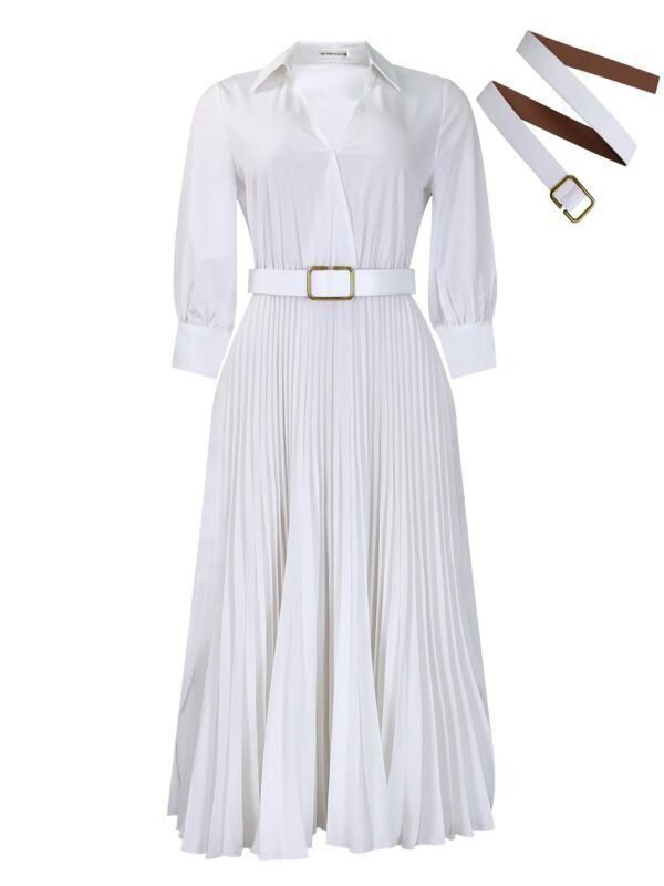 Spring New Women's Solid Color Large Size Loose Fit White Vintage Dress - Stylish and Comfortable Fashion Choice 5 Spring New Women's Solid Color Large Size Loose Fit White Vintage Dress - Stylish and Comfortable Fashion Choice - Image 5