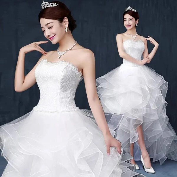 Light Wedding Dress, Short in Front and Long in The Back, Small Trailing, Slim and Thin - Image 3