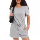 Stylish Women's Summer Short Sleeve Jumpsuit Set with Pockets