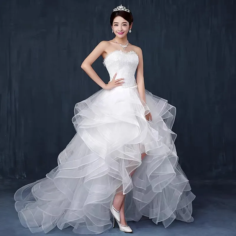 Light Wedding Dress, Short in Front and Long in The Back, Small Trailing, Slim and Thin 14 kf S373db95e9f61498daa22357bdd8c6bf6u