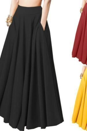 2024 spring new large-size women's clothing solid color half-length skirt pleated skirt elastic waist