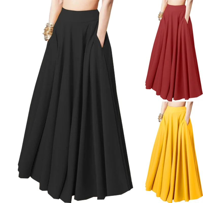 2024 spring new large-size women's clothing solid color half-length skirt pleated skirt elastic waist 8 undefined