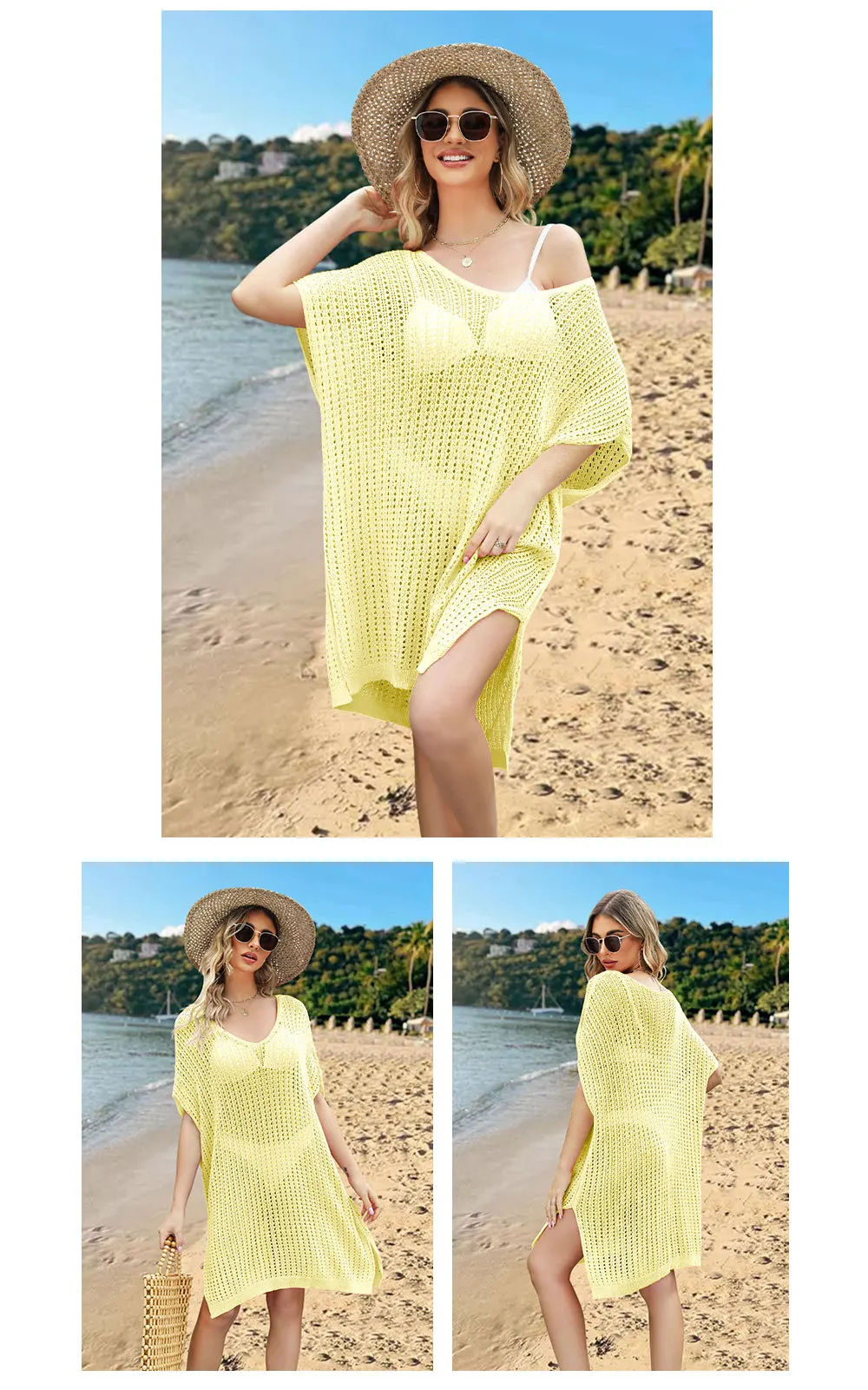 Stylish and Comfortable: 2024 Spring Summer Plus Size Beach Cover Up Dress with Cutout Splicing and Hollow Out Design 11 kf S42d9a67f4bb84059a0e7b9cb5e913ac0G
