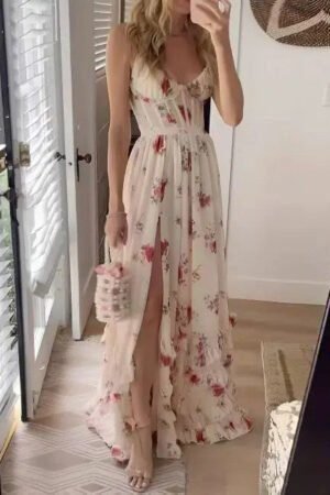 Get Ready for the Beach with Our Stunning Chest Wrapped Printed Long Vacation Dress - Perfect for Seaside Vacations!