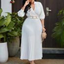 Spring New Women's Solid Color Large Size Loose Fit White Vintage Dress - Stylish and Comfortable Fashion Choice