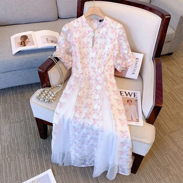 Stylish Plus Size Women's Retro Floral Dress for Summer - 60-175 KGS Tea Break Skirt - Image 5