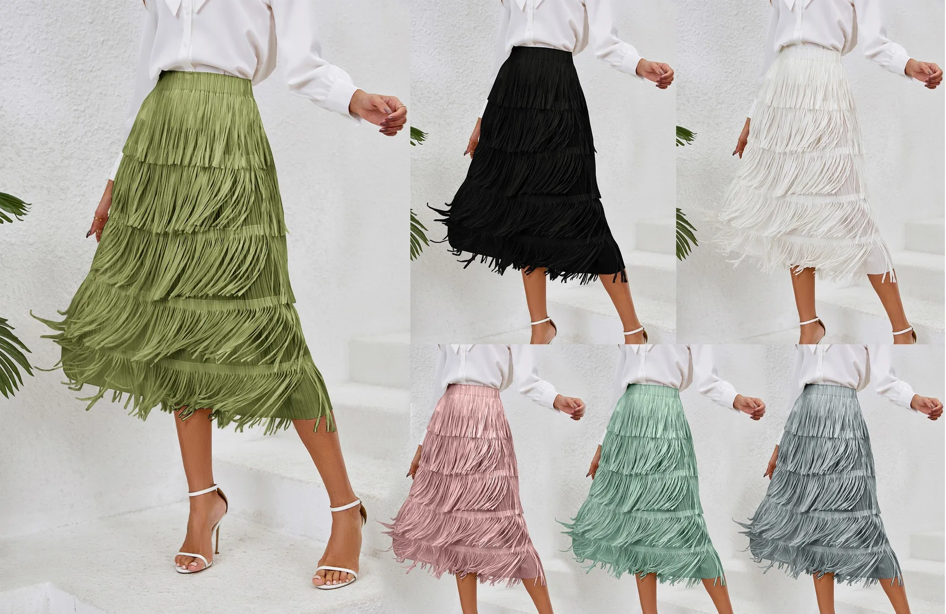 2024 Spring/Summer Women's Fringe Half Skirt: Chic Mid-Length Elastic Waist Style 6 hmqViviiyNSAyin8WuaStzoV1pFYf06OXl4a