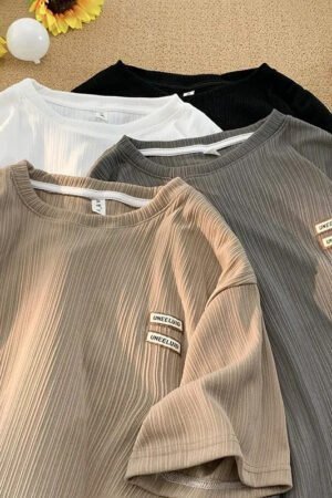 Men's Ice Silk T-shirt Short-sleeved Summer Loose Trendy Brand Personalized Simple Round Neck Men T Shirt